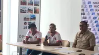Pembalap sepeda Indonesia, Muhammad Fadli Immamudin, pada konferensi pers Asian Track Championship 2018, di Jakarta International Velodrome, Jakarta Timur, Senin (7/1/2019). (Bola.com/Benediktus Gerendo Pradigdo)