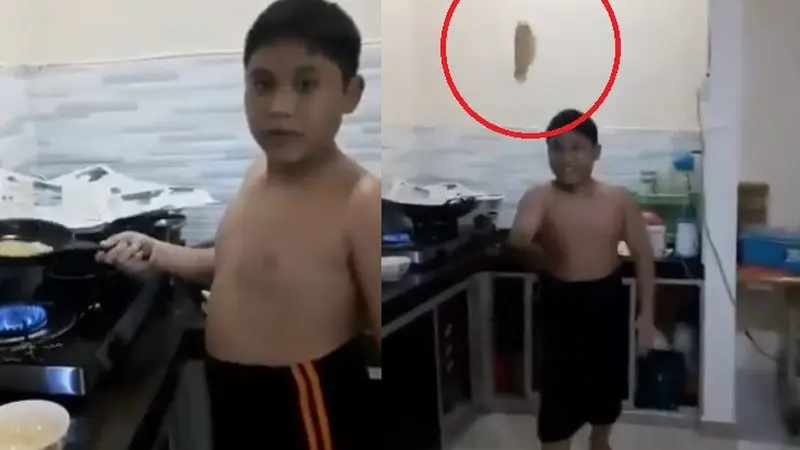 aksi bocah goreng telur viral