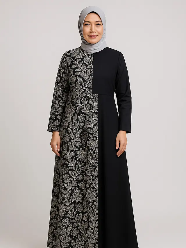 7 Model Gamis Batik Kombinasi untuk Wanita Usia 40-an,Tampil Elegan dan Kekinian