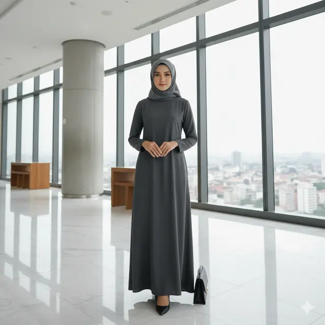 7 Model Gamis Formal Wanita dengan Kesan Pejabat, Rapi, Elegan, dan Penuh Wibawa