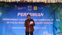 PLN Unit Induk Wilayah Sumatera Barat bersama dengan Bappenas dan Pemerintah Daerah Kepulauan Mentawai meresmikan Pembangkit Listrik Tenaga Biomassa (PLTBm) yang berlokasi di Pulau Siberut.