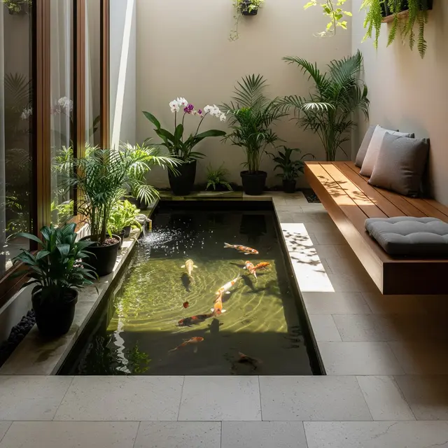 9 Ide Teras Minimalis dengan Kolam Koi, Estetik dan Menenangkan