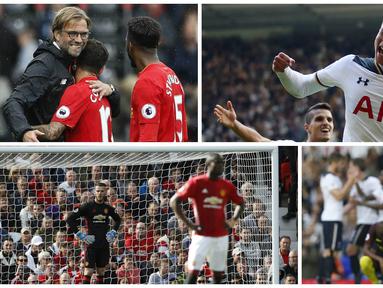 Berikut hasil Premier League pekan ke-7 yang diwarnai kegagalan duo Manchester meraih kemenangan serta keberhasilan Tottenham memepet Manchester City. (AFP/Reuters)