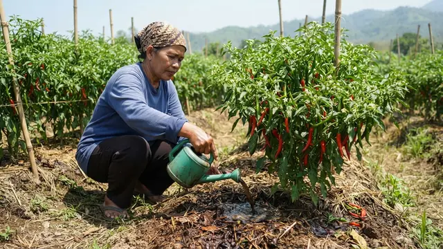 Trik Merawat Tanaman Cabai Saat Cuaca Panas Ekstrem agar Bunganya Tidak Mudah Rontok dan Berbuah Lebat