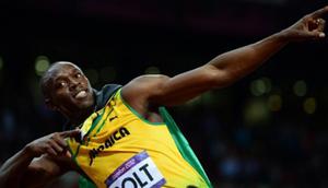 Usain Bolt adalah seorang pelari asal Jamaika yang baru saja meraih hattrick medali emas pada nomor 100 meter putra