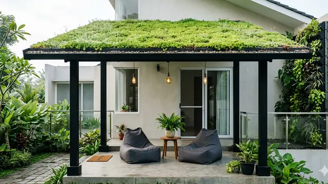 Model Kanopi Teras Minimalis Anti Panas untuk Rumah Hadap Barat. Gemini