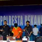 Anggota geng motor yang masih anak dibawah umur saat ditangkap Polresta Pekanbaru. (Liputan6.com/M Syukur)