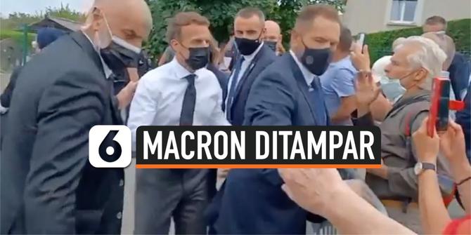 VIDEO: Detik-Detik Wajah Presiden Prancis Emmanuel Macron Ditampar Warga