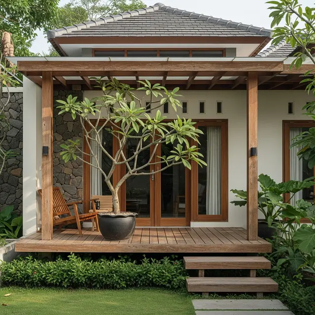 9 Model Rumah Teras Mini dan Pohon Pot Besar, Hunian Asri di Lahan Terbatas