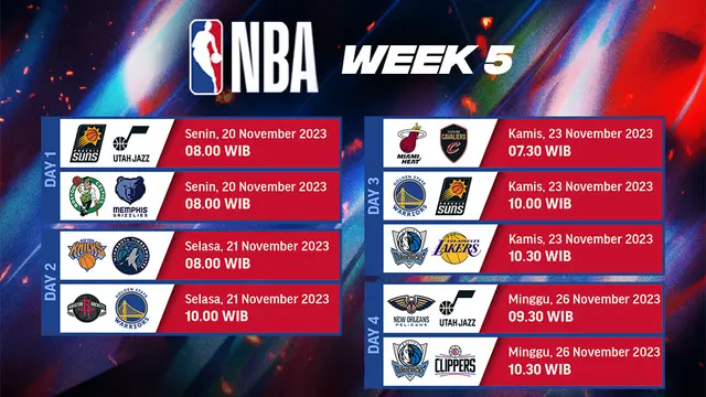 Jadwal NBA Live 23/24 Week 5 di Vidio