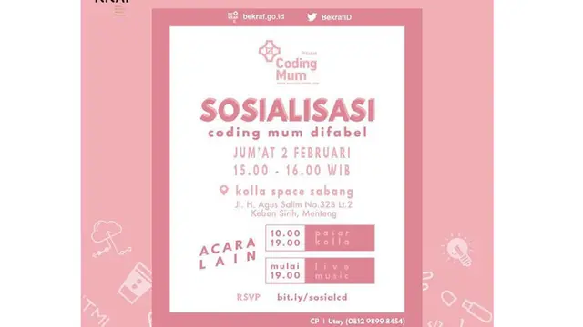 Acara Sosialisasi Coding Mum Difabel, Bersama Bekraf dan PT. Kollaborasi (Instagram/@bekraf.go.id)