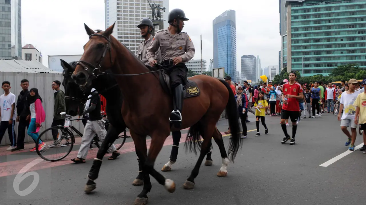 Polisi Berkuda Siap Amankan CFD Jakarta
