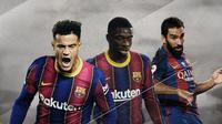 Arda Turan, Ousmane Dembele dan Philippe Coutinho. (Bola.com/Dody Iryawan)