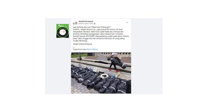 Cek Fakta Liputan6.com menelusuri klaim foto syuting film horor agar masyarakat Indonesia mau divaksin