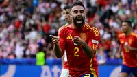 Euro 2024 yang baru saja usai telah menorehkan catatan manis dalam karier 5 pemain berikut bersama timnas masing-masing. Kelimanya mampu mencetak gol perdana yang diidam-idamkan bersama timnas yang mereka bela, ada yang dalam hitungan bulan, bahkan ada pula yang harus menunggu hingga satu dekade. (AFP/John MacDougall)