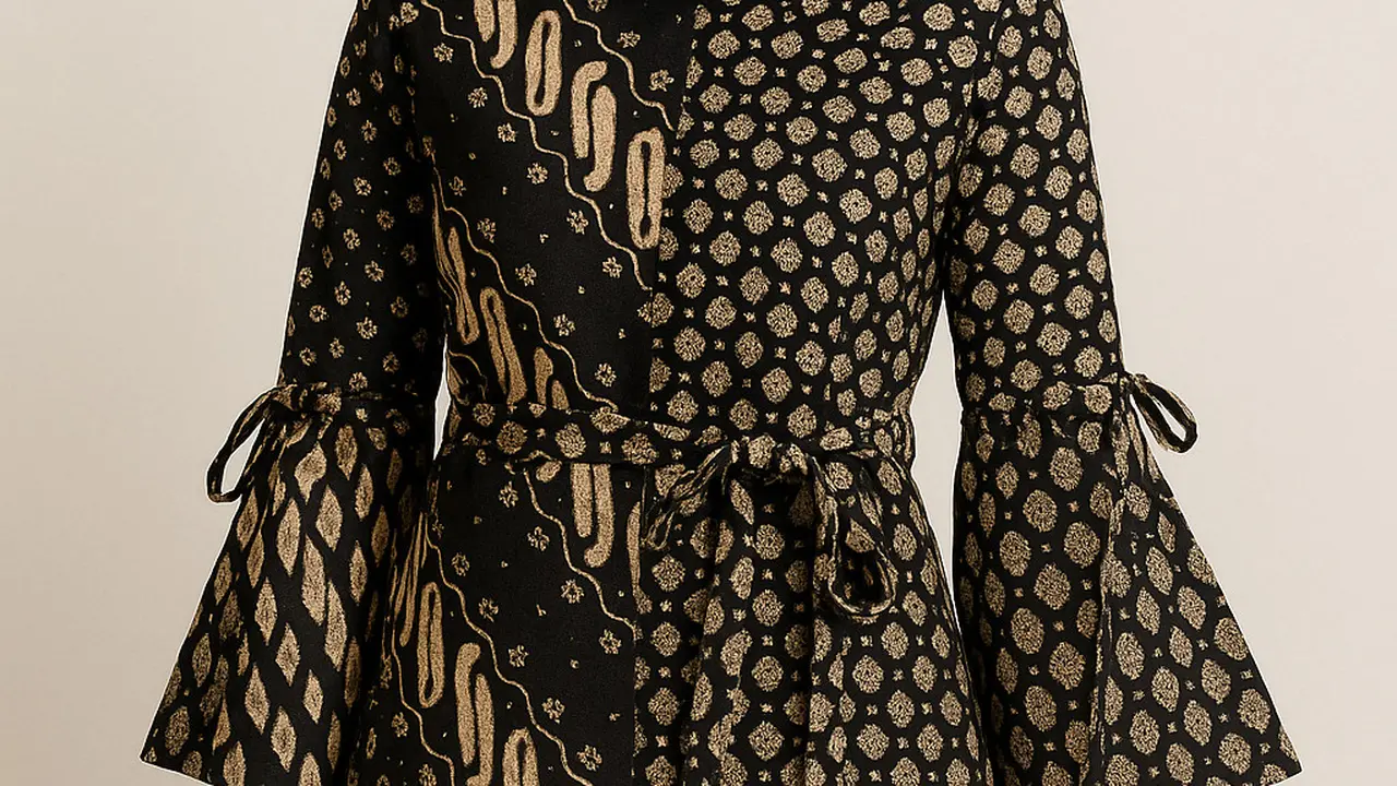 Gaya Batik Kombinasi Lengan Lonceng Bertali Hijab Friendly (Image by ChatGPT)