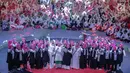 Massa yang tergabung dalam Arus Baru Muslimah berikrar untuk memenangkan pasangan capres-cawapres nomor urut 01 Joko Widodo dan Ma'ruf Amin dalam Pilpres 2019 di Istora Senayan,  Jakarta, Minggu (24/2). (Liputan6.com/Faizal Fanani)
