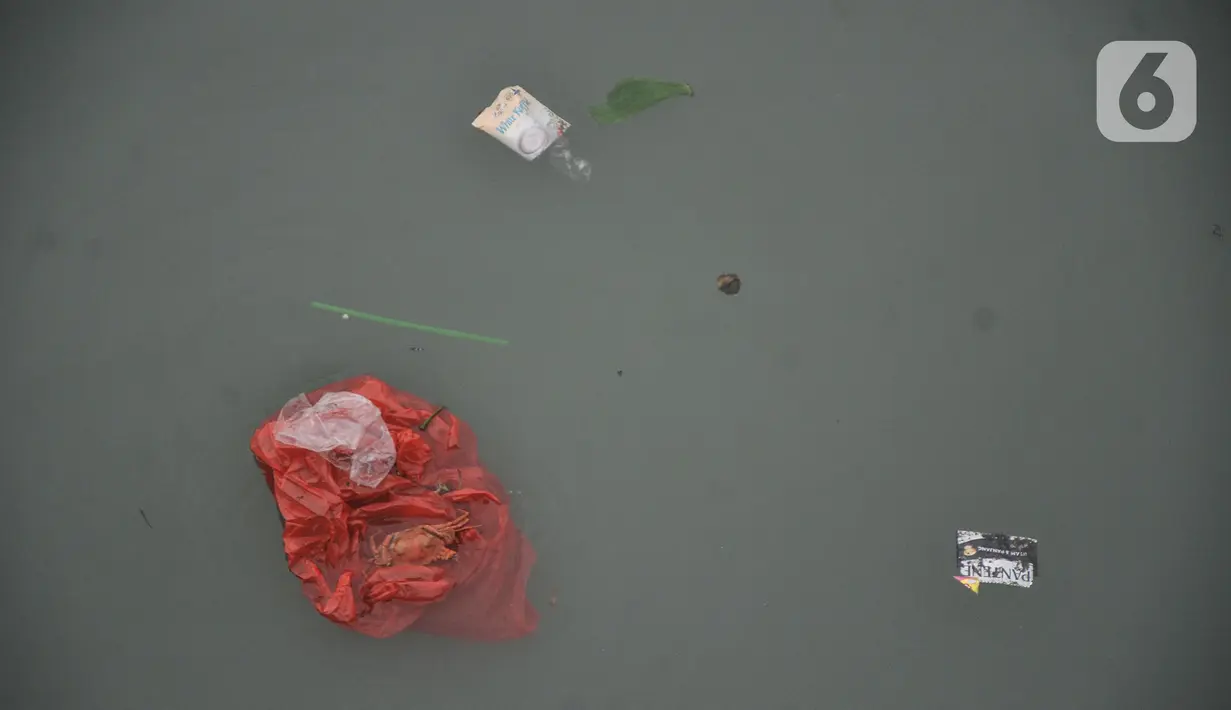 Sampah mencemari laut di kawasan Cilincing, Jakarta Utara, Rabu (8/6/2022). Indonesia menempati posisi kedua setelah China sebagai negara penghasil sampah laut terbesar di dunia. (merdeka.com/Iqbal S. Nugroho)