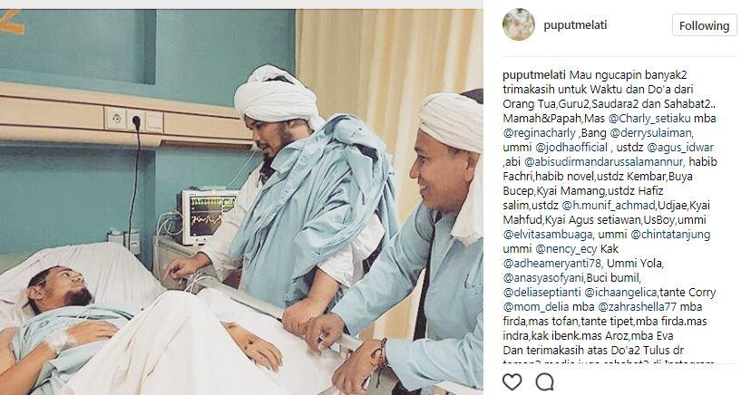 Ustaz Guntur Bumi usai kecelakaan.