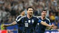 Penyerang Timnas Argentina, Lionel Messi, saat melawan Timnas Yordania di Piala Dunia 2026. (Bola.com/Dok.AFP/Paul ELLIS).
