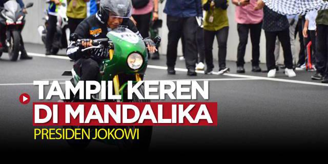 VIDEO: Motor Custom, Jaket dan Sneakers! Jokowi Tampil Keren Saat Jajal Sirkuit Mandalika