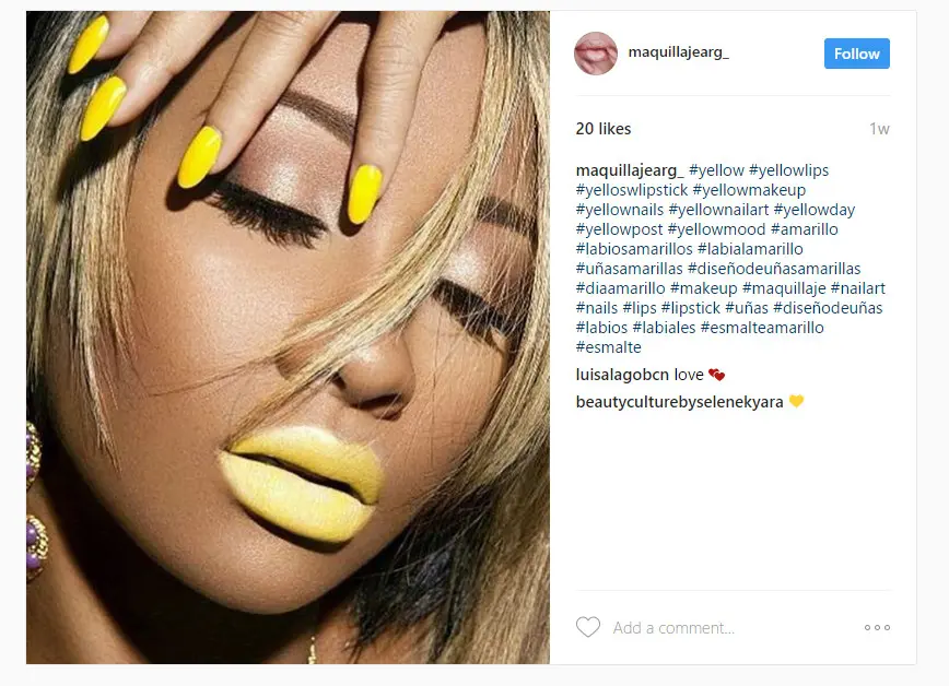 Gaya makeup serba kuning (Foto: Akun instagram @maquillajearg_)