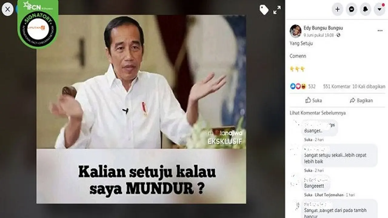 Gambar Tangkapan Layar Kabar Hoaks Tentang Jokowi