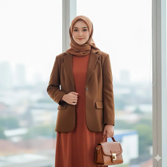 Dress Warna Earth Tone + Blazer Senada