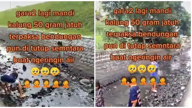 Viral Video Kalung 50 Gram Hilang saat Mandi di Kanal, Warga Pilih Tutup Bendungan