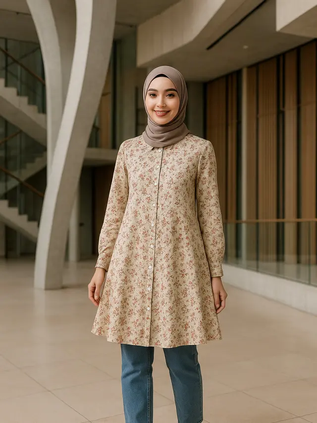 Model Tunik Kancing Depan Terbaru yang Lagi Trend