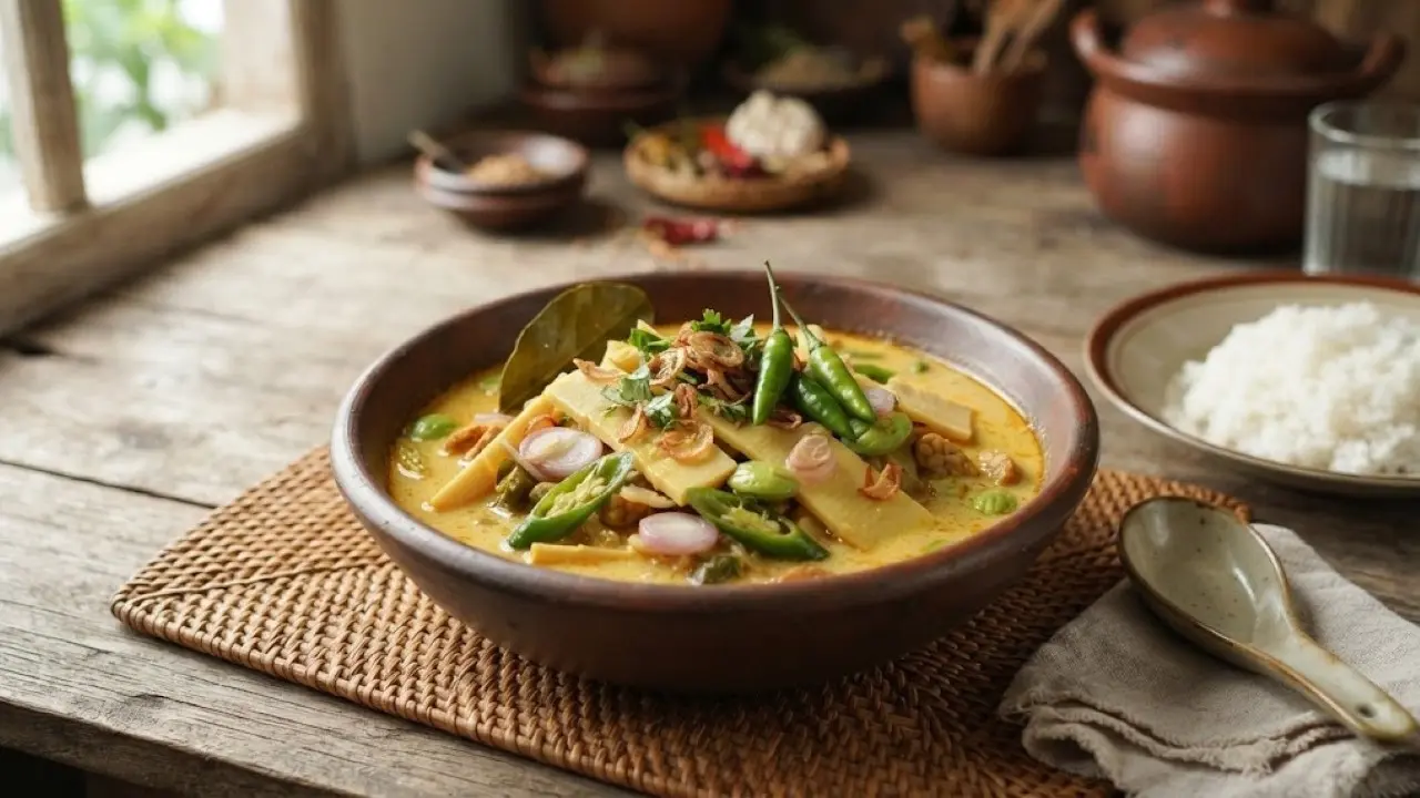 Resep Tumis Rebung Santan dengan Cabai Hijau dan Daun Salam