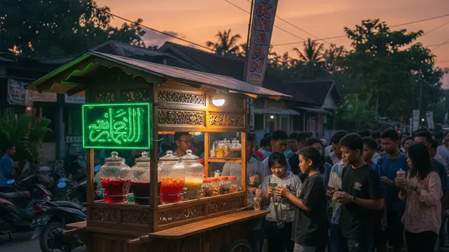 Desain Teras Jualan Takjil Ramadhan. AI