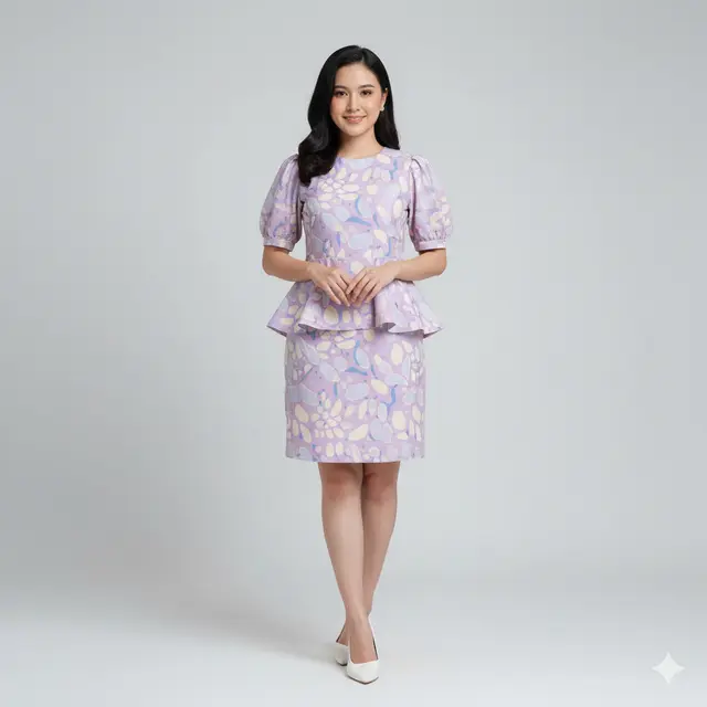 Model Dress Batik Lengan Pendek Motif Minimalis Warna Pastel. Gemini
