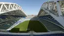 Fisht Olympic stadium menampung sekitar 40.000 tempat duduk di Sochi, Rusia, (1/3/2018). Stadion tersebut akan menjadi saksi laga perdana Portugal melawan Spanyol. (AP/Artur Lebedev,File)