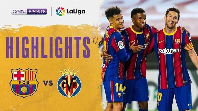 Berita video melihat kembali keganasan wonderkid Ansu Fati dalam highlights kemenangan Barcelona 4-0 atas Villarreal pada pekan ketiga Liga Spanyol 2020/2021 yang digelar Minggu (28/9/2020) dinihari WIB.