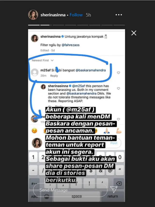 Sherina Munaf unggah ancaman pembunuhan yang didapatkan Baskara Mahendra