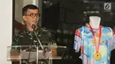 Kadisjasad Brigjen TNI Hasan memberi sambutan pada jumpa pers The Indonesian National Armed Forces International Marathon 2018 di Jakarta, Selasa (26/6). Lomba akan dilangsungkan di Kuta Beach, The Mandalika, Lombok. (Liputan6.com/Herman Zakharia)