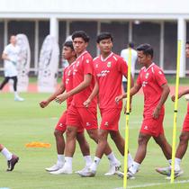 Pertandingan ini akan menjadi penentu juara turnamen yang berlangsung di Jakarta. Tampak dalam foto, para pemain Timnas Indonesia saat sesi latihan untuk FIFA Series 2026 Stadion Madya, Kompleks Gelora Bung Karno, Senayan, Jakarta, Minggu (29/3/2026). (Bola.com/M Iqbal Ichsan)