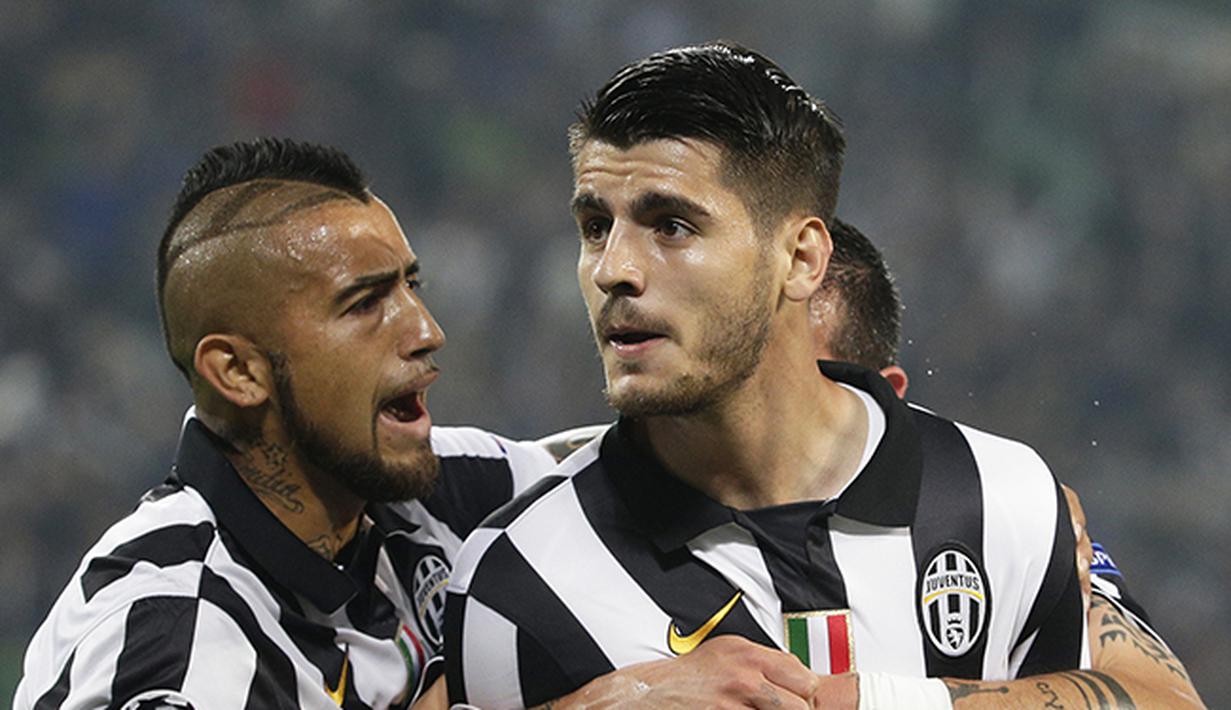 Ekspresi Alvaro Moratta usai mencetak gol ke gawang Real Madrid. (Reuters/Max Rossi)