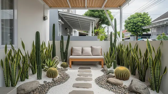 Teras dengan Taman Kering