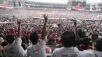 Ribuan pendukung, simpatisan dan relawan pasangan Calon Presiden nomor urut 3 Ganjar Pranowo-Mahfud Md memenuhi area Stadion Utama Gelora Bung Karno, Jakarta, Sabtu (3/2/2024). (Liputan6.com/Angga Yuniar)