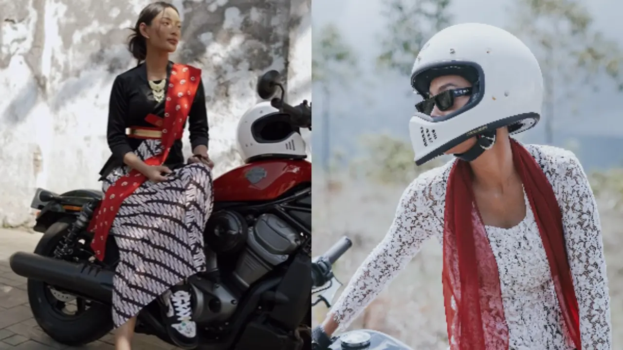 Gaya Kece Erika Carlina Naik Motor Pakai Kebaya, Tampil Eksotis dengan Pesona Kartini Masa Kini