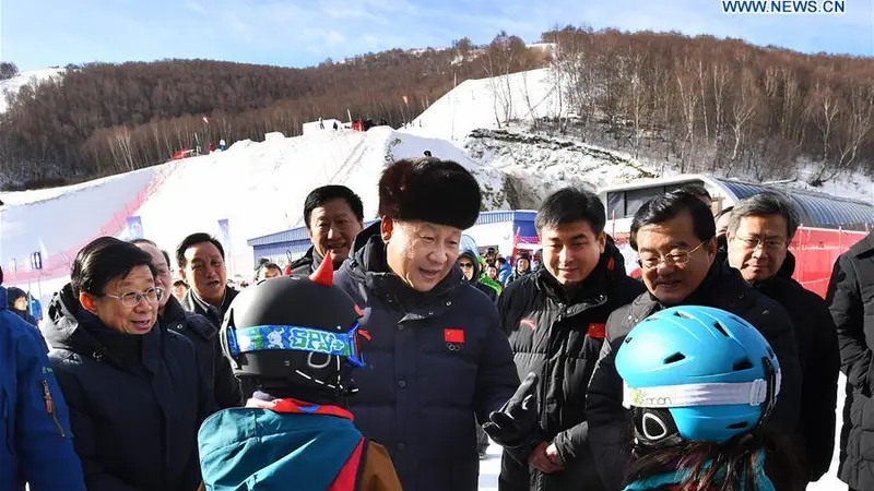 Presiden China Xi Jinping mengecek persiapan Olimpiade Musim Dingin 2022. (CEN)