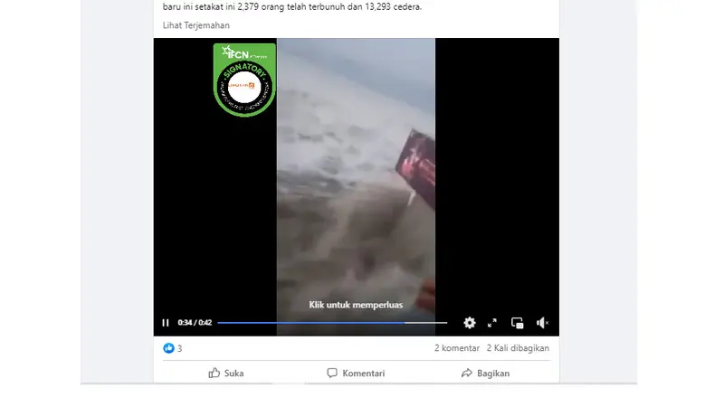 Tangkapan layar klaim video tsunami setelah gempa Turki