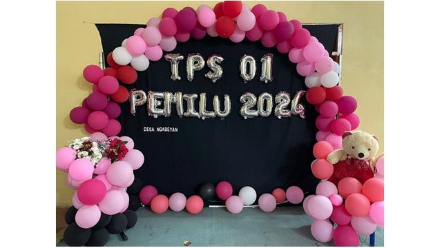 6 Potret TPS Bertema Valentine di Pemilu 2024, Penuh Warna Pink dan Hiasan Hati