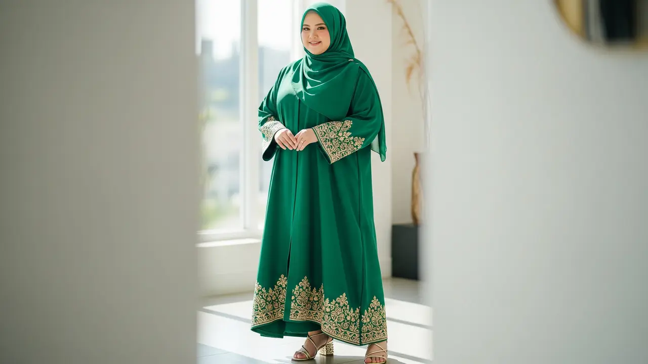Model Gamis Abaya untuk Orang Gemuk