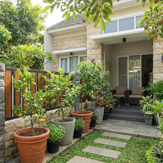 Kebun Buah dalam Pot (Tabulampot) di Desa (Gemini AI)