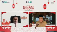 Direktur Utama Telkom Ririek Adriansyah menyerahkan secara simbolis bantuan Hewan Qurban TelkomGroup secara virtual kepada perwakilan penerima dari organisasi keagamaan yakni Sekretaris Jenderal Pengurus Besar Nahdlatul Ulama  Dr. Ir. H Achmad  Helmy Faishal Zaini.