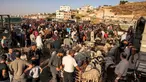 Orang-orang berbelanja hewan kurban di pasar ternak Jumat di Hebron, Tepi Barat, pada 14 Juni 2024. (HAZEM BADER/AFP)