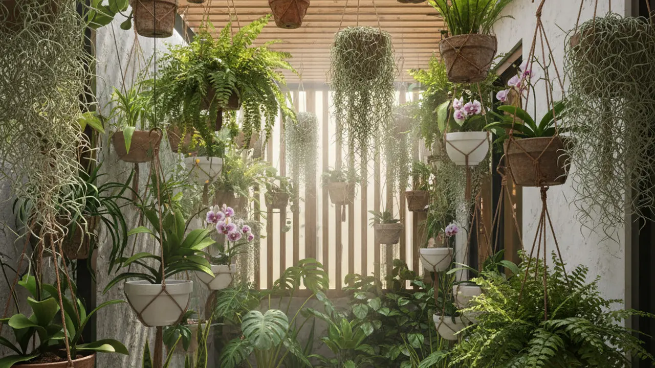 Inspirasi Teras Rumah Sempit dengan Tanaman Gantung. Gemini